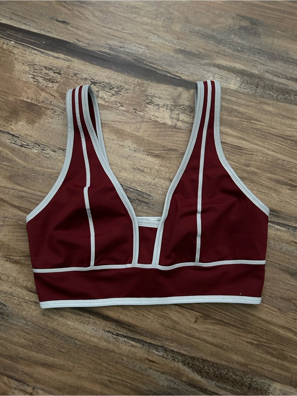 FP Movement by Free People Maroon Sports Bralette with Grey Trim